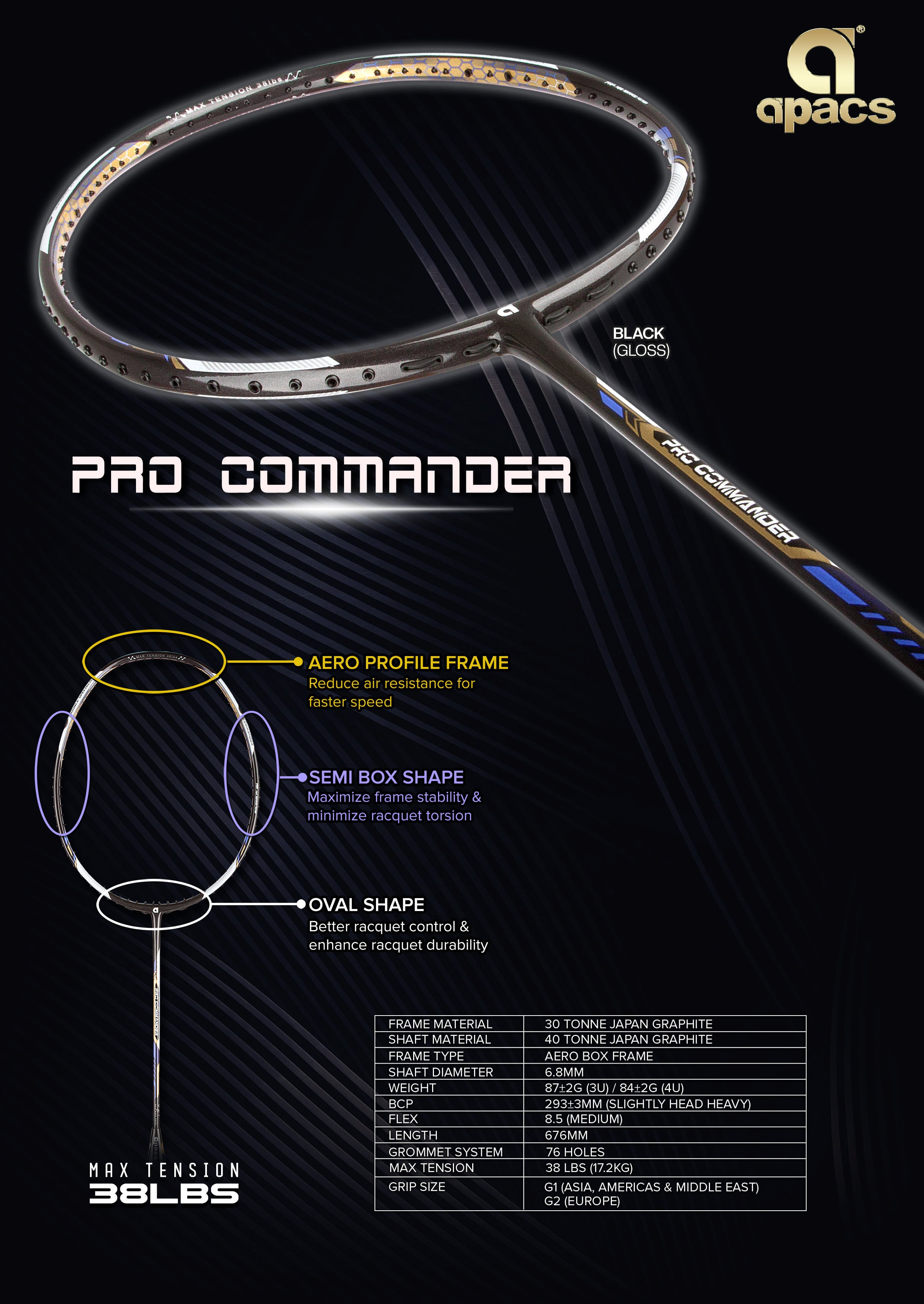 Apcs Racket Hd Image Apacs PRO Commander - 4U - Badminton Trendz LLC Apacs Racket in USA