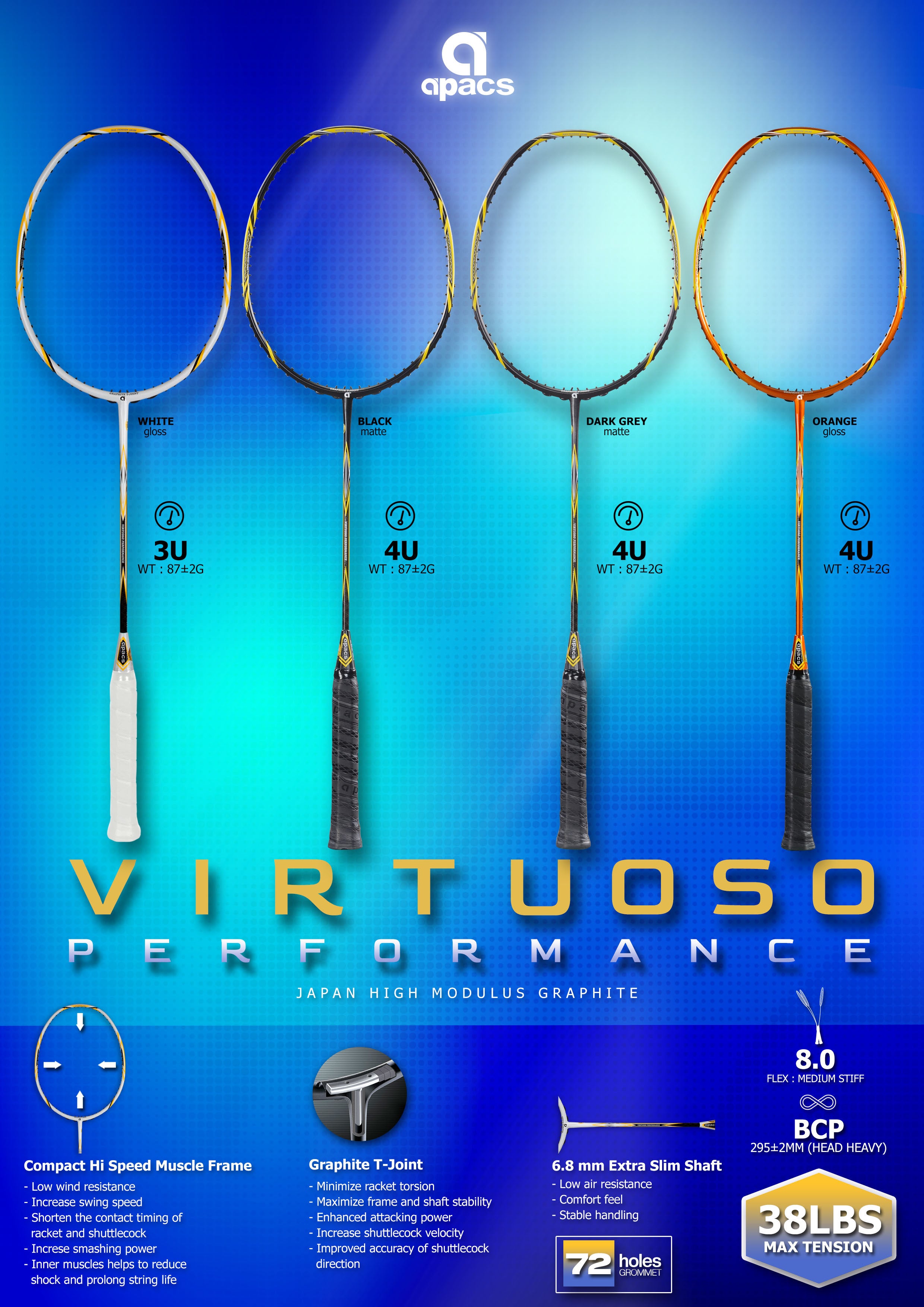 Avs Technology Racket Apacs Racket Virtuoso Performance - Badminton Trendz LLC Apacs Racket ...